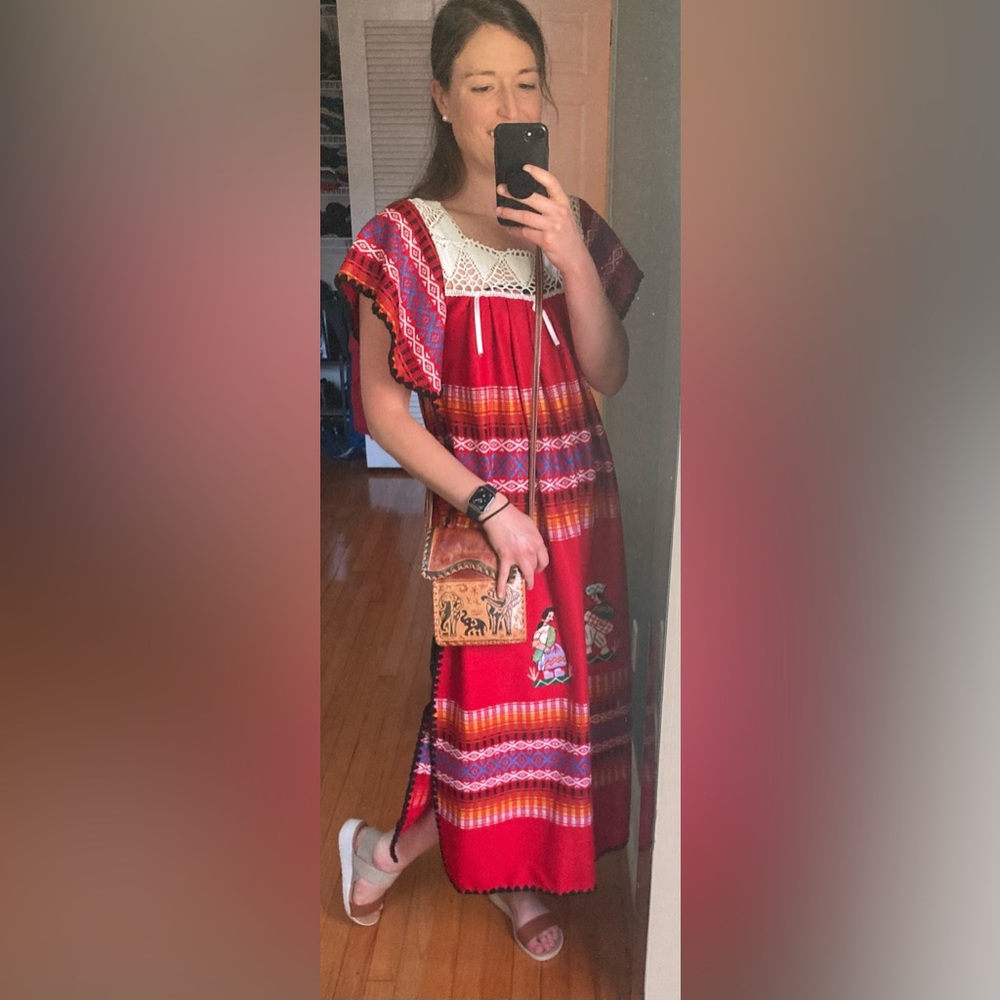 Hand-embroidered dress bought from local Ecuadorian artisans Dec ‘21 during trip